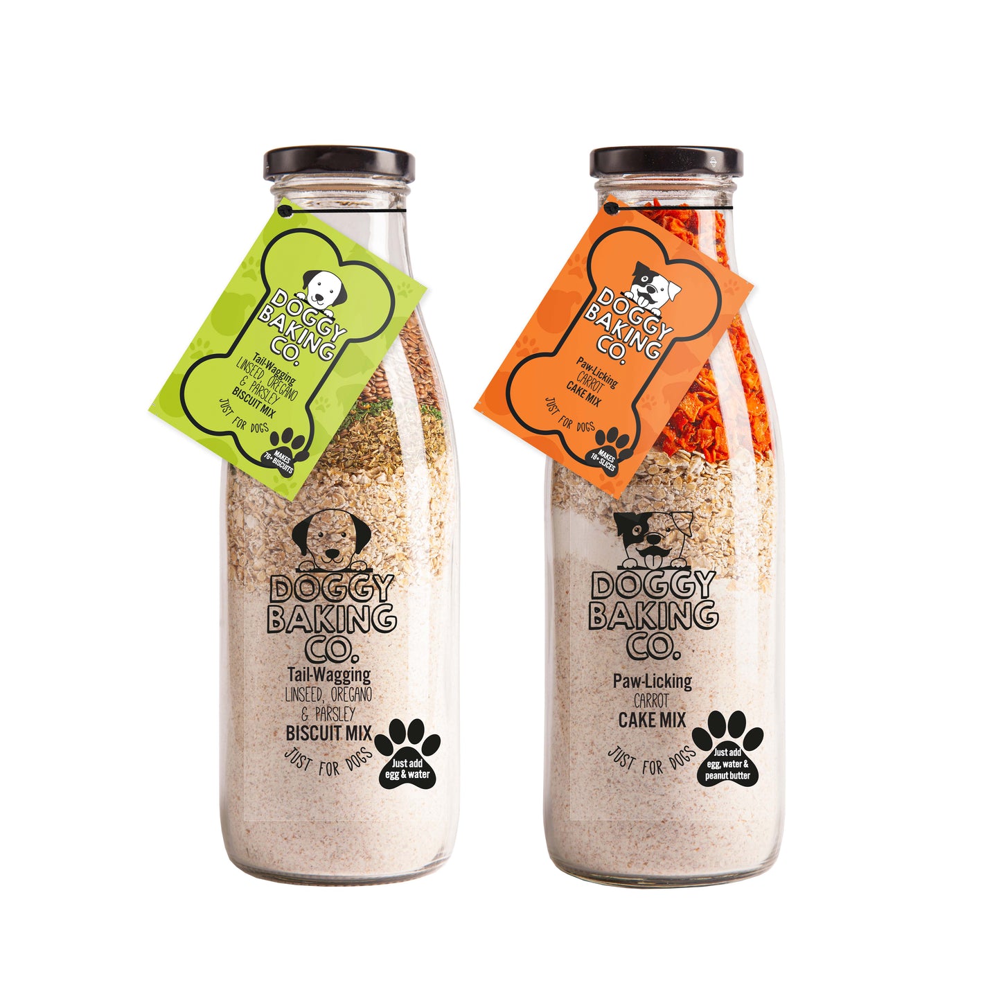 Linseed, Oregano & Parsley Doggy Biscuit & Carrot Cake Baking Mix Bundle - Doggy Baking Co by The Bottled Baking Co