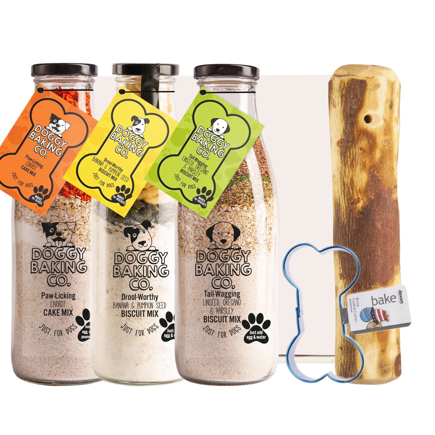 Ultimate Doggy Baking Bottles, Bone Cutter & Olivewood Chew in a Gift Box - Doggy Baking Co by The Bottled Baking Co
