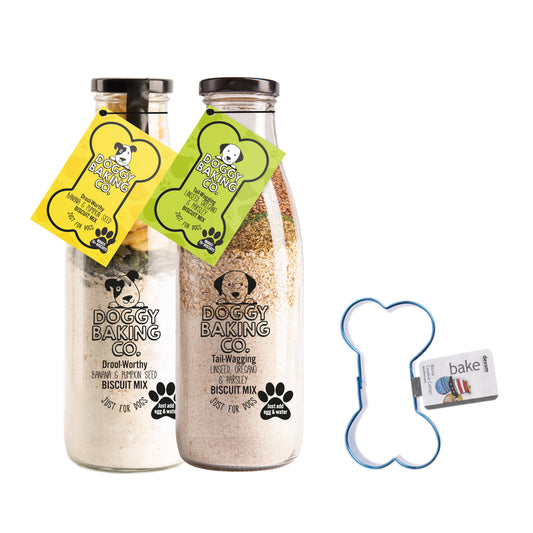 Pumpkin Seed & Banana Biscuit Mix and Linseed Biscuit Mix with Bone Cutter Bundle - Doggy Baking Co by The Bottled Baking Co