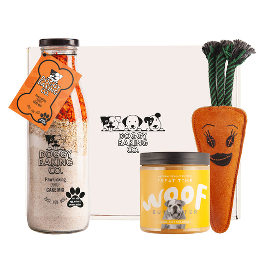 Carrot Cake Mix, Nuts For Pets Butter & Carrot Toy Gift box - Doggy Baking Co by The Bottled Baking Co