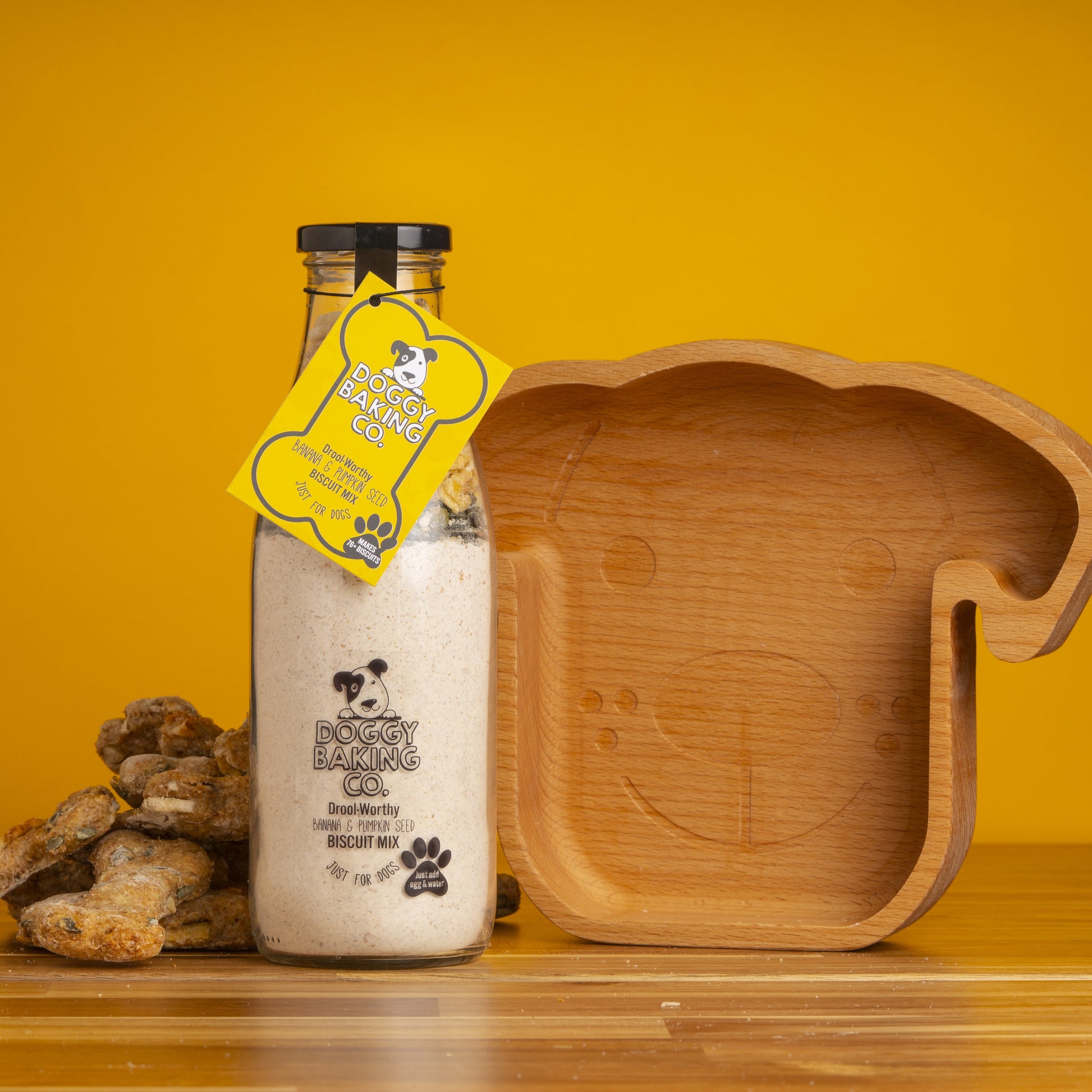 Pumpkin Seed & Banana Biscuit Mix & Pinkie Bone Eco Toy Bundle - Doggy Baking Co by The Bottled Baking Co