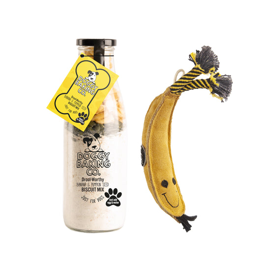 Pumpkin Seed & Banana Biscuit Mix, Barry Banana Eco Toy Bundle - Doggy Baking Co by The Bottled Baking Co